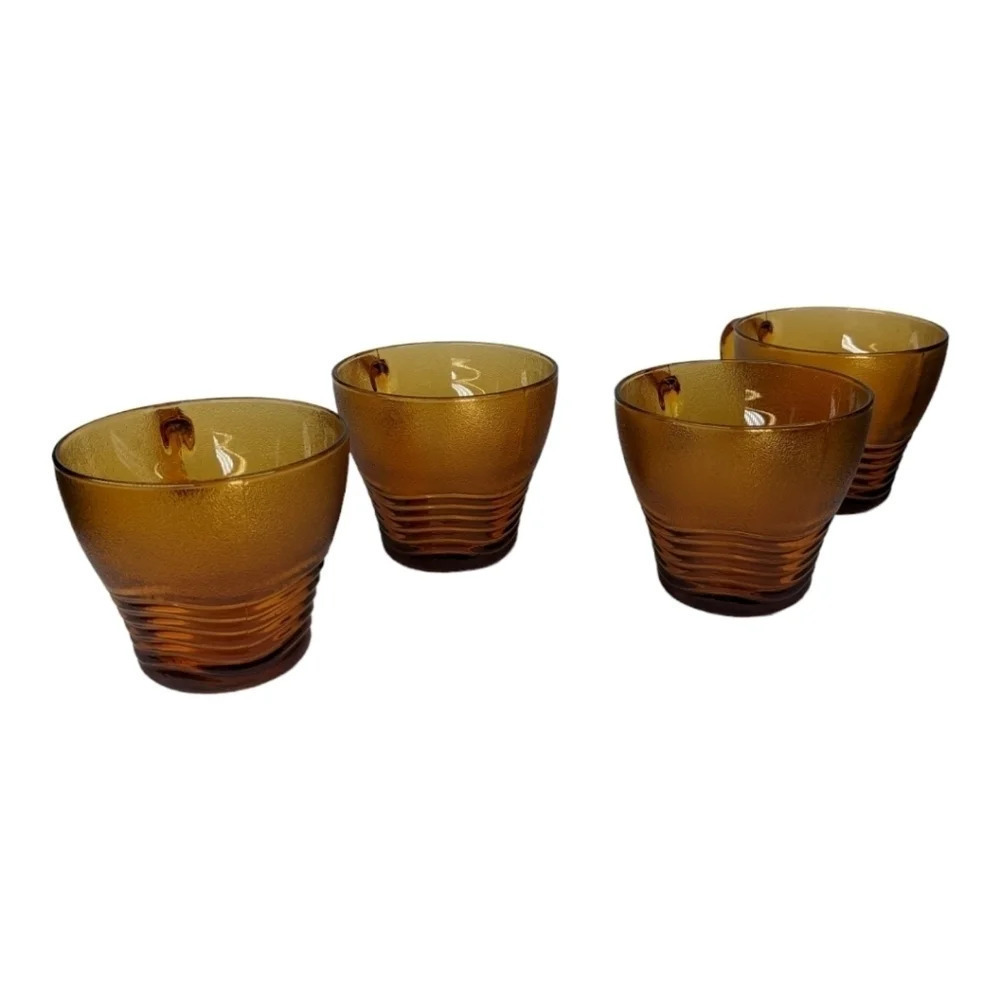 Duralex France Ondine Frosted Orange Cups and Saucers Set - Picture 3 of 9